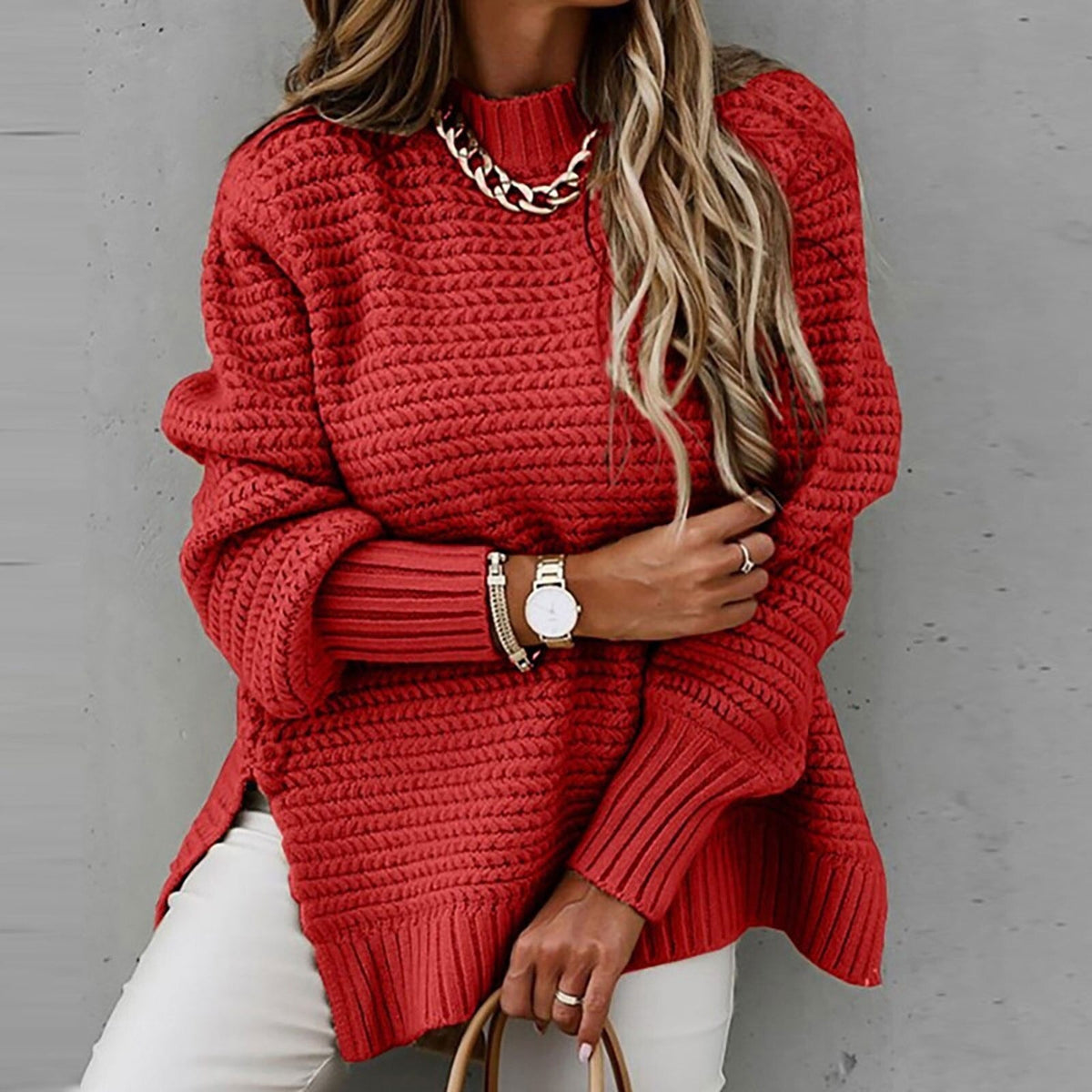 Women's Chunky Knit Turtleneck Jumper