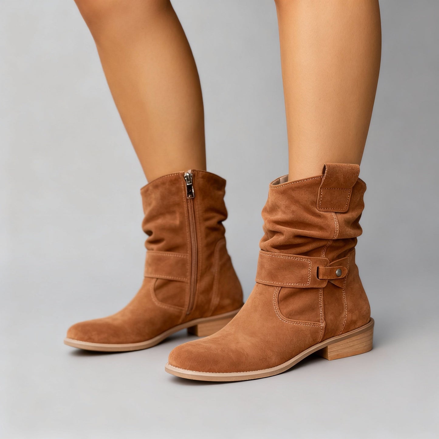 Women's Slouchy Ankle Boots with Block Heel