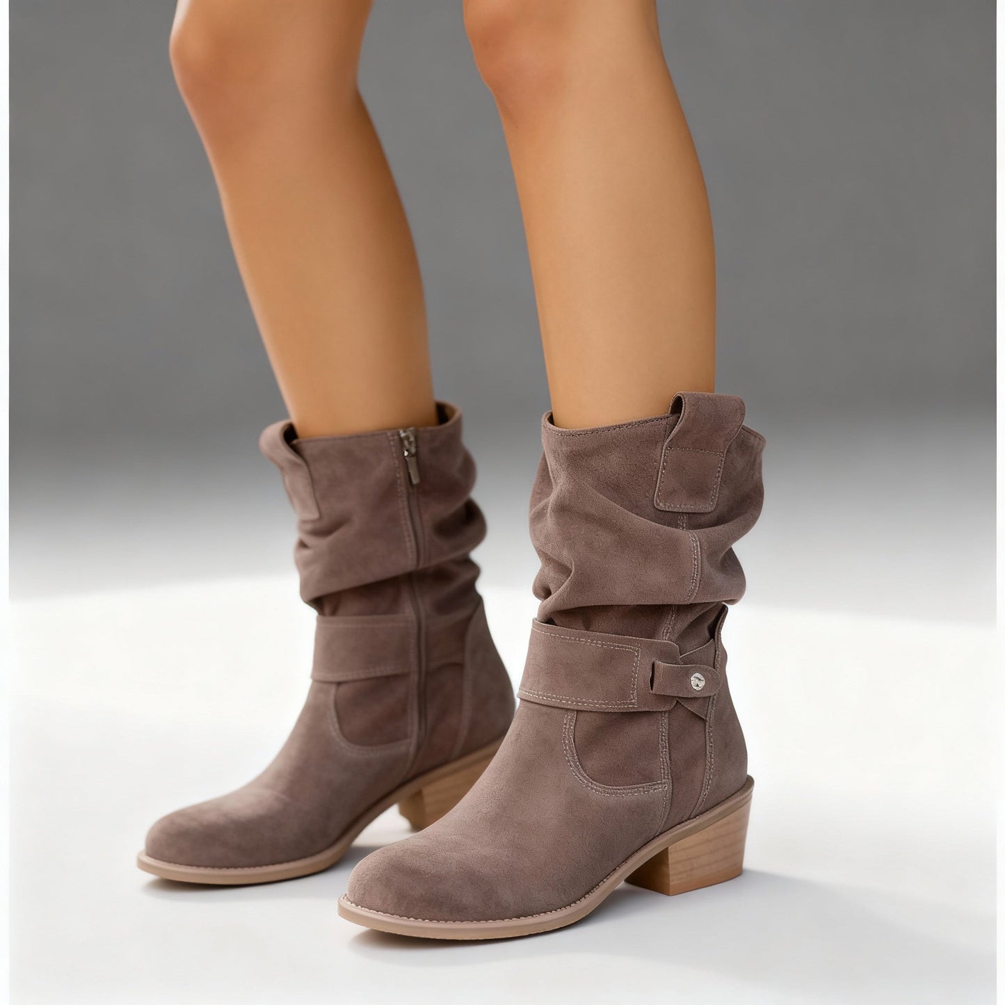 Women's Slouchy Ankle Boots with Block Heel