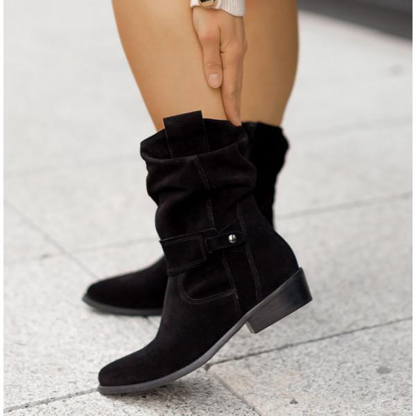 Women's Slouchy Ankle Boots with Block Heel