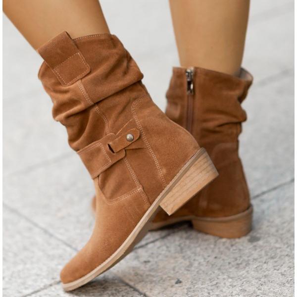Women's Slouchy Ankle Boots with Block Heel