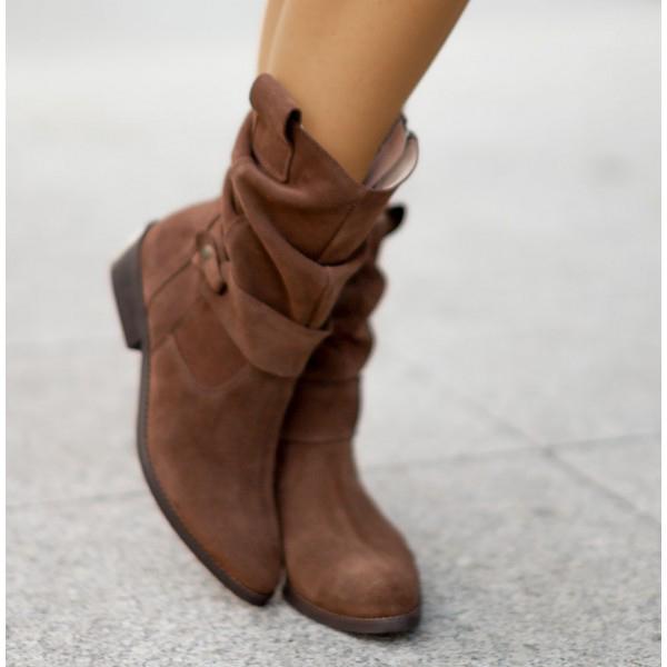 Women's Slouchy Ankle Boots with Block Heel