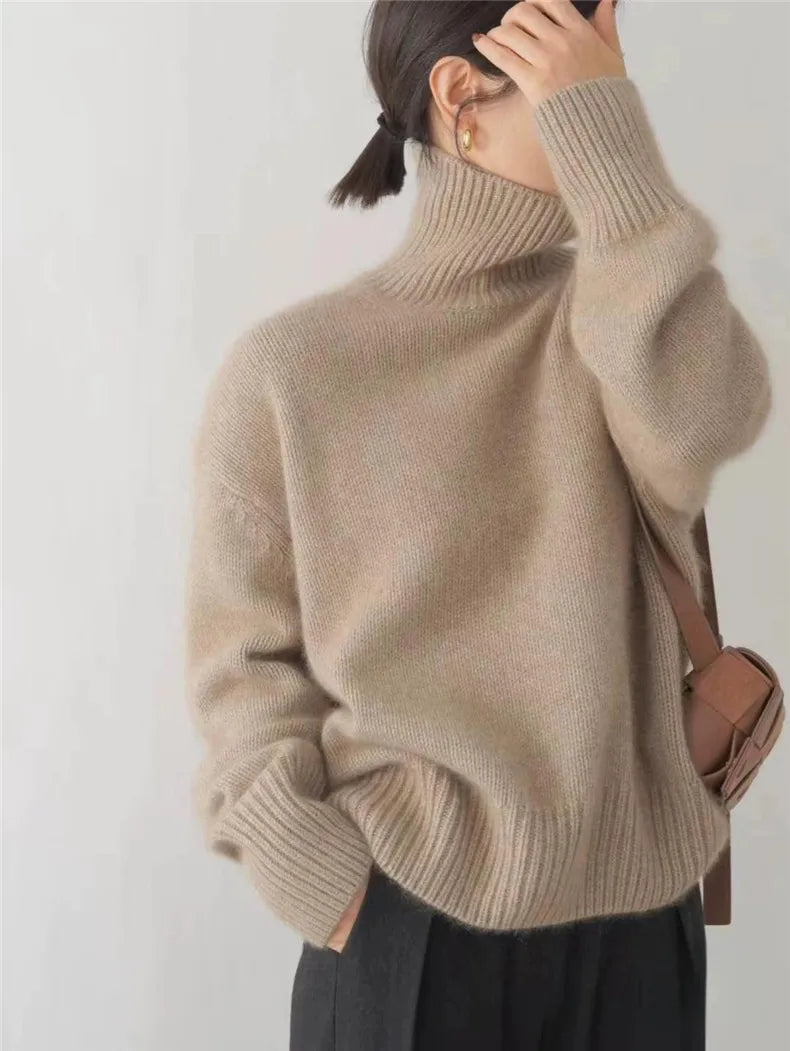 Women's Oversized Turtleneck Knit Jumper