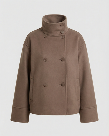 Women's Cropped Double Breasted Stand Collar Jacket