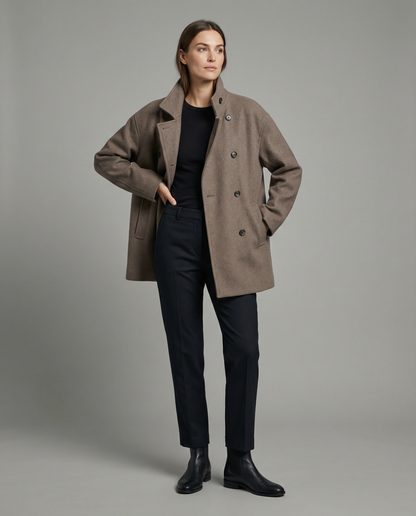 Women's Cropped Double Breasted Stand Collar Jacket
