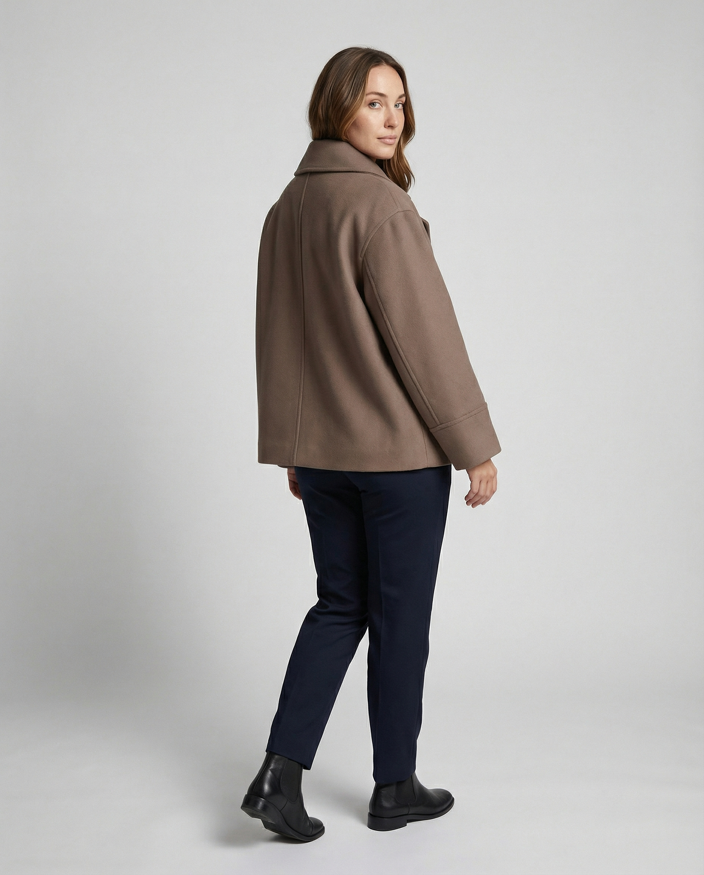 Women's Cropped Double Breasted Stand Collar Jacket