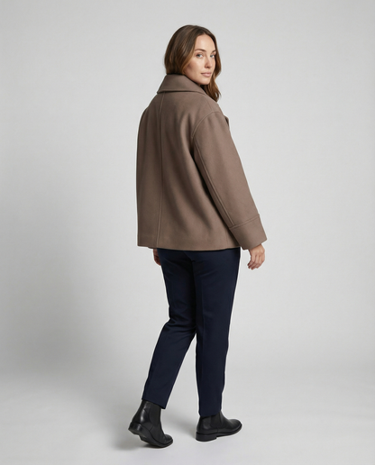 Women's Cropped Double Breasted Stand Collar Jacket