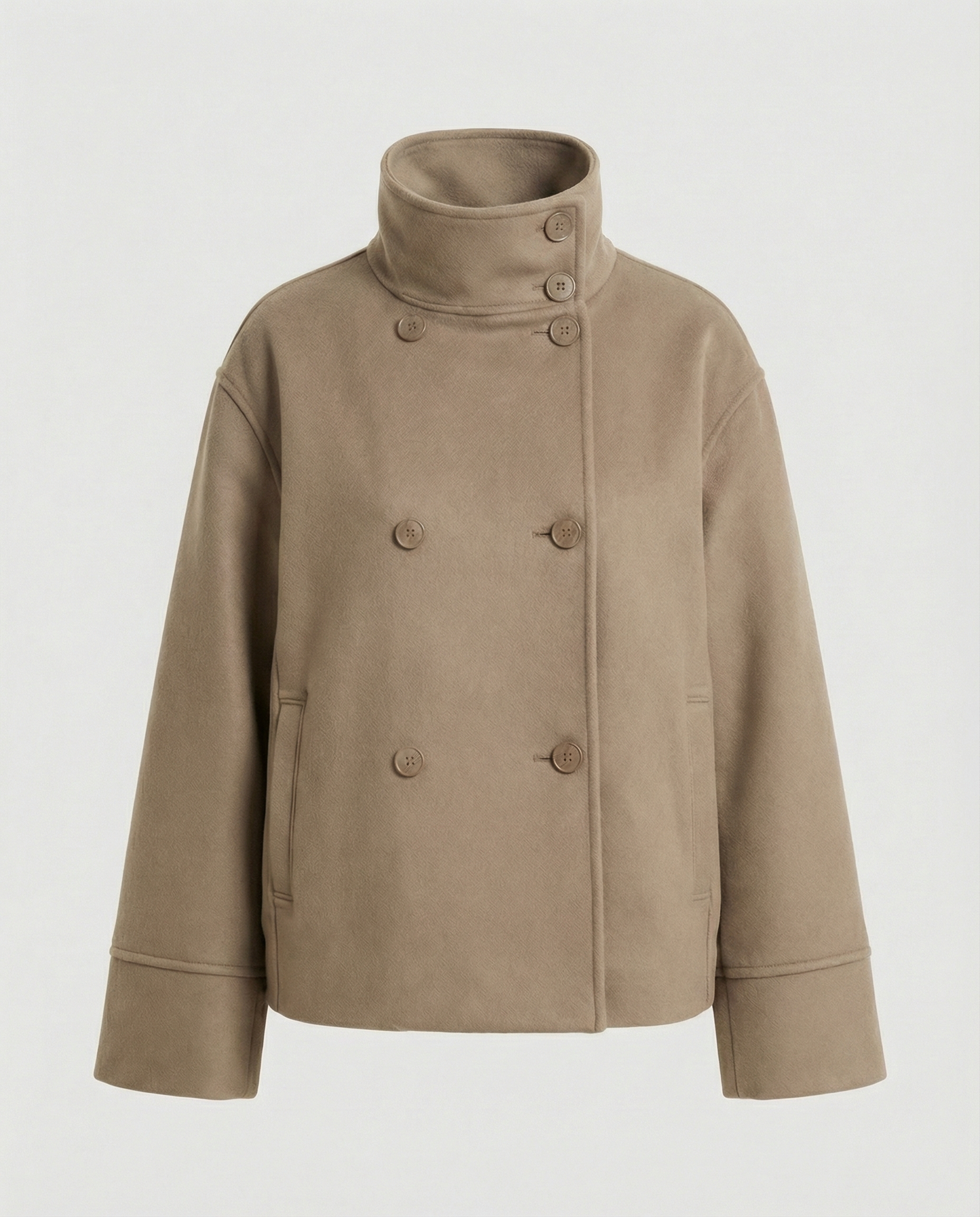 Women's Cropped Double Breasted Stand Collar Jacket