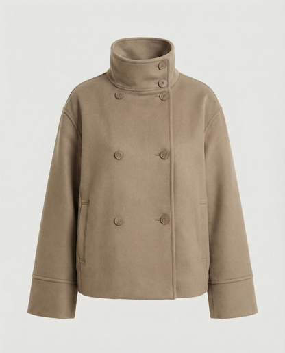 Women's Cropped Double Breasted Stand Collar Jacket