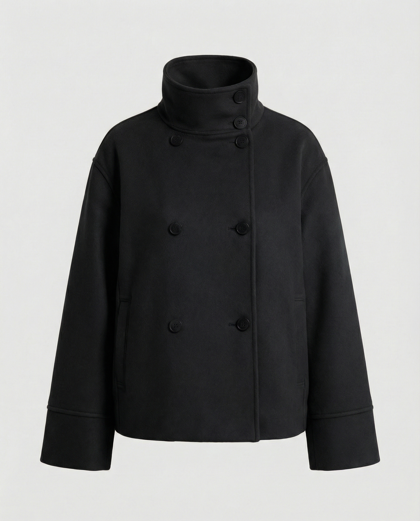 Women's Cropped Double Breasted Stand Collar Jacket