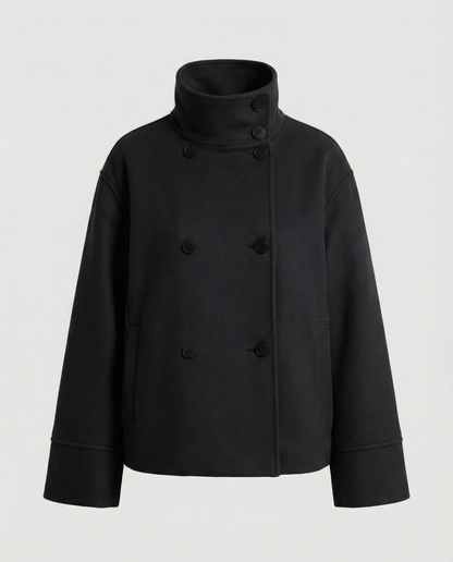 Women's Cropped Double Breasted Stand Collar Jacket