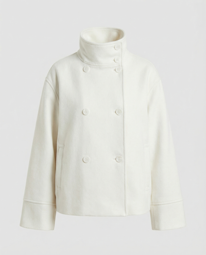 Women's Cropped Double Breasted Stand Collar Jacket