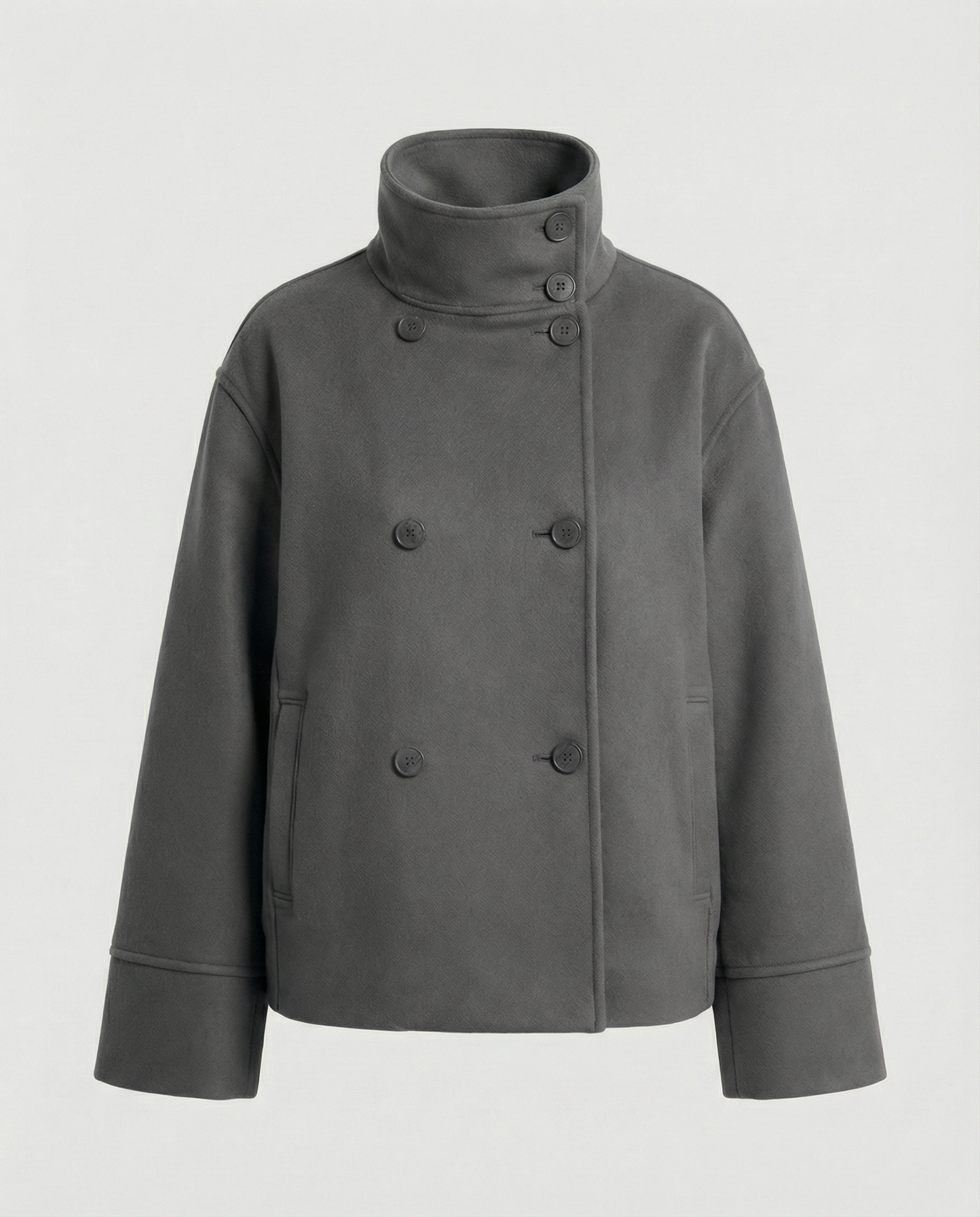 Women's Cropped Double Breasted Stand Collar Jacket