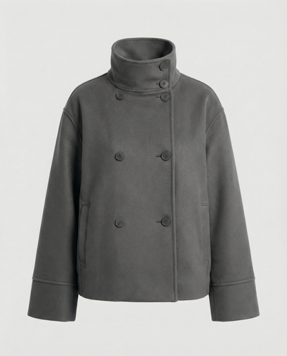 Women's Cropped Double Breasted Stand Collar Jacket