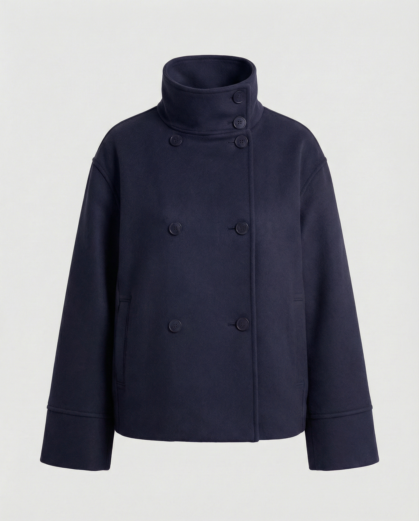 Women's Cropped Double Breasted Stand Collar Jacket
