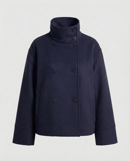 Women's Cropped Double Breasted Stand Collar Jacket