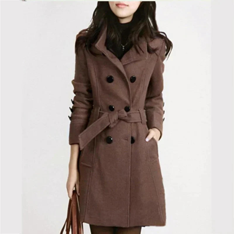 Women's Double Breasted Belted Winter Coat