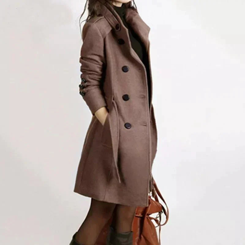 Women's Double Breasted Belted Winter Coat