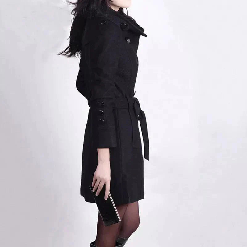 Women's Double Breasted Belted Winter Coat