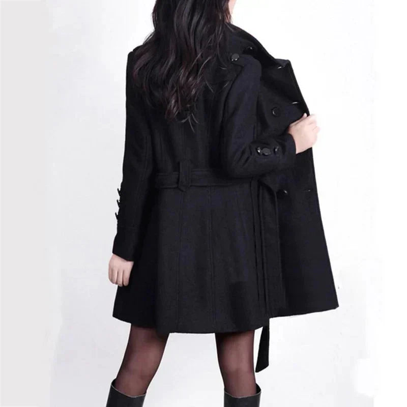 Women's Double Breasted Belted Winter Coat