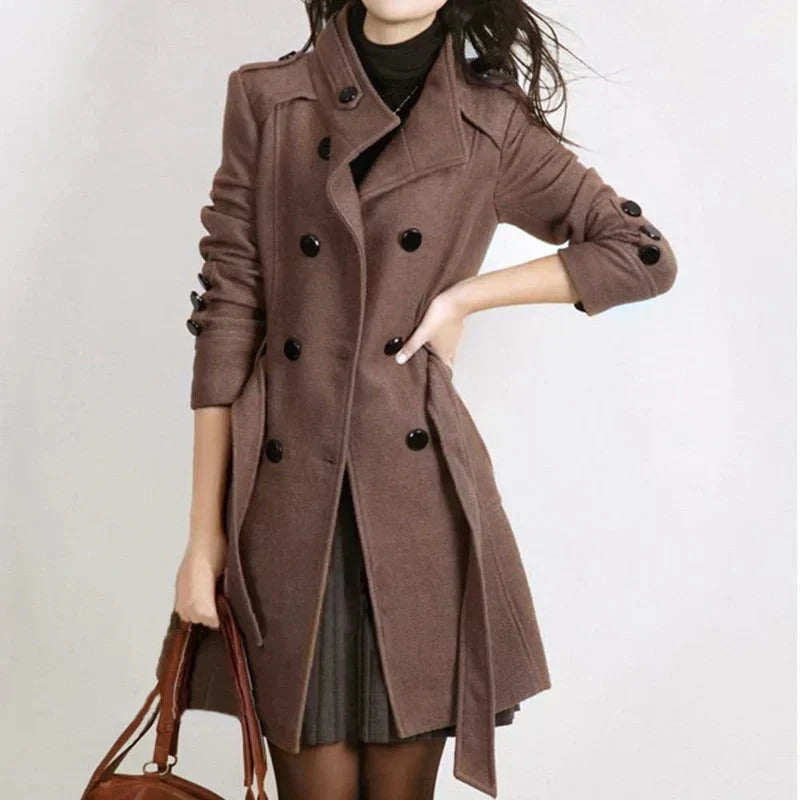 Women's Double Breasted Belted Winter Coat