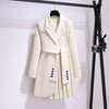 Women's Belted Blazer Coat With Pleated Hem