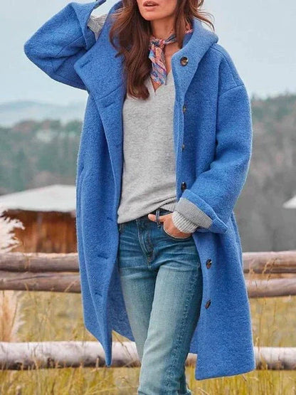 Women's Hooded Longline Button-Up Winter Coat