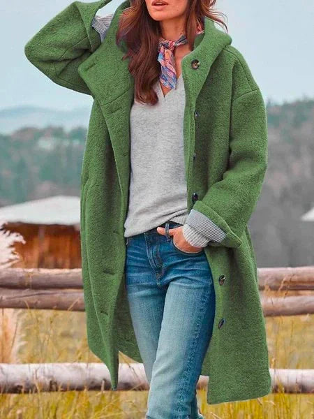 Women's Hooded Longline Button-Up Winter Coat