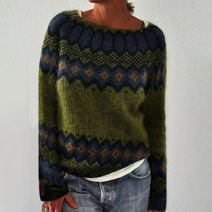 Women's Vintage Geometric Pattern Knit Jumper