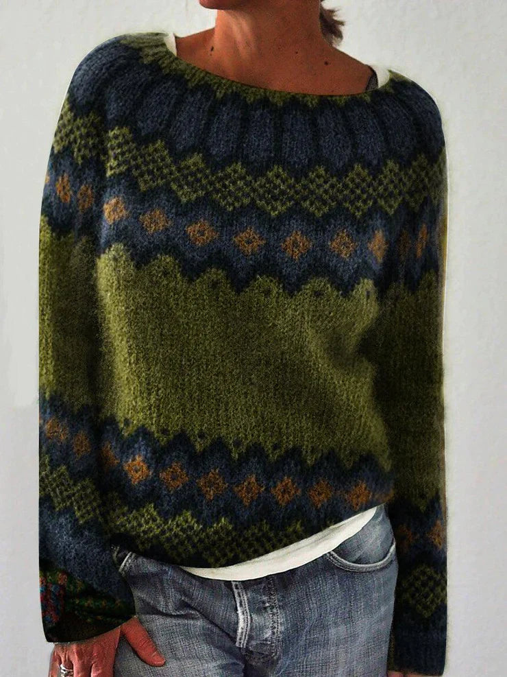 Women's Vintage Geometric Pattern Knit Jumper