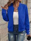 Women's Zip-Up Textured Knit Bomber Jacket