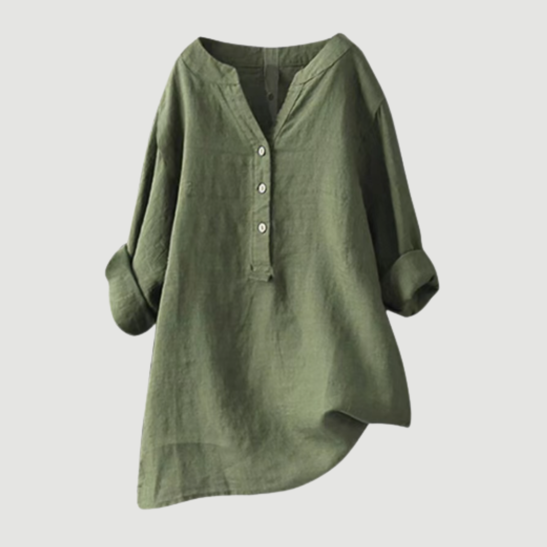 V Neck Button-Down Shirt