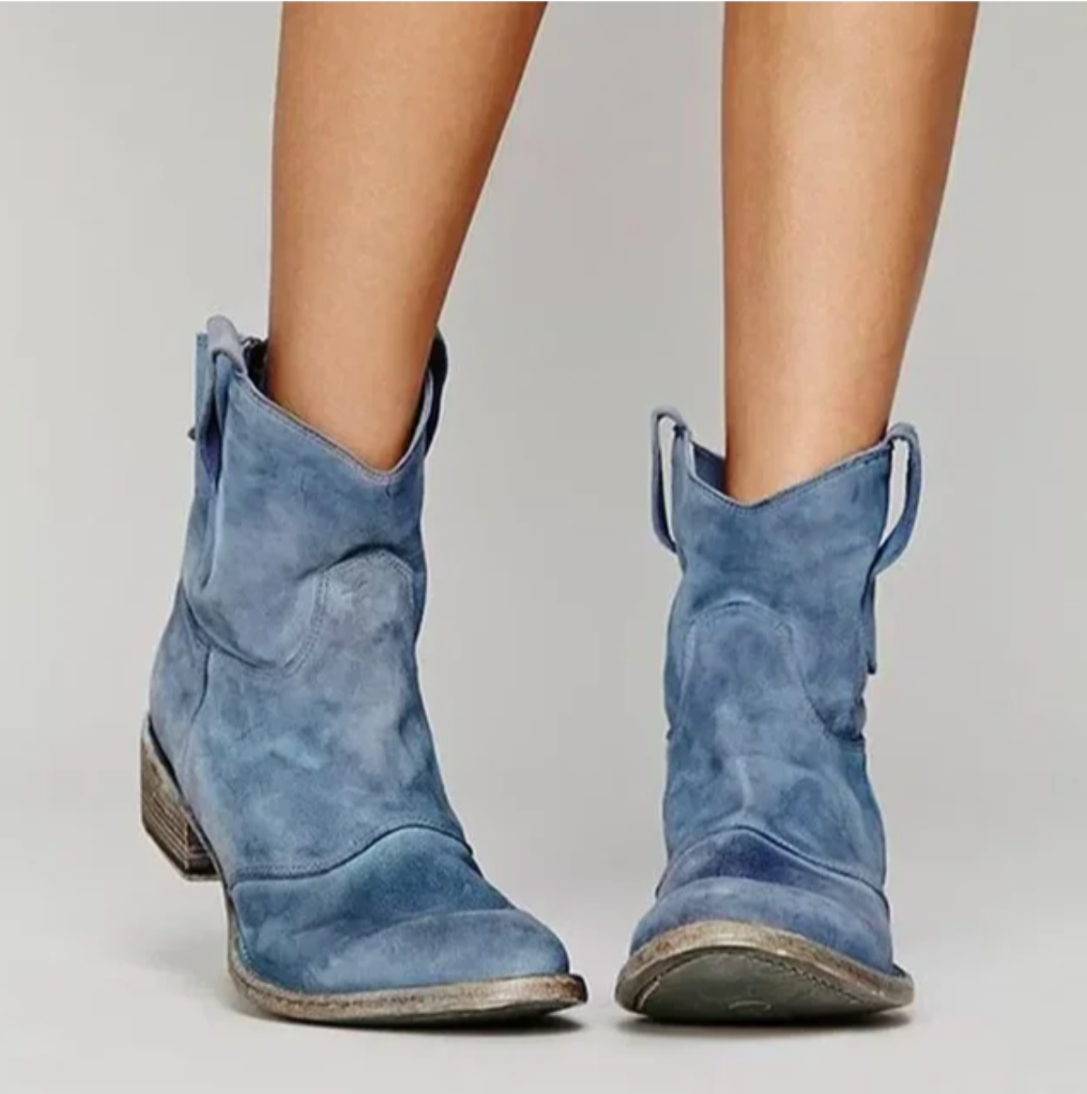 Western Ankle Boots With Low Heel