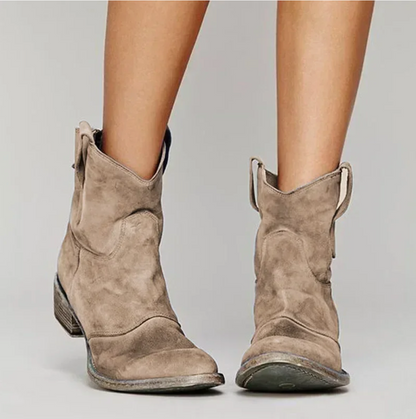 Western Ankle Boots With Low Heel