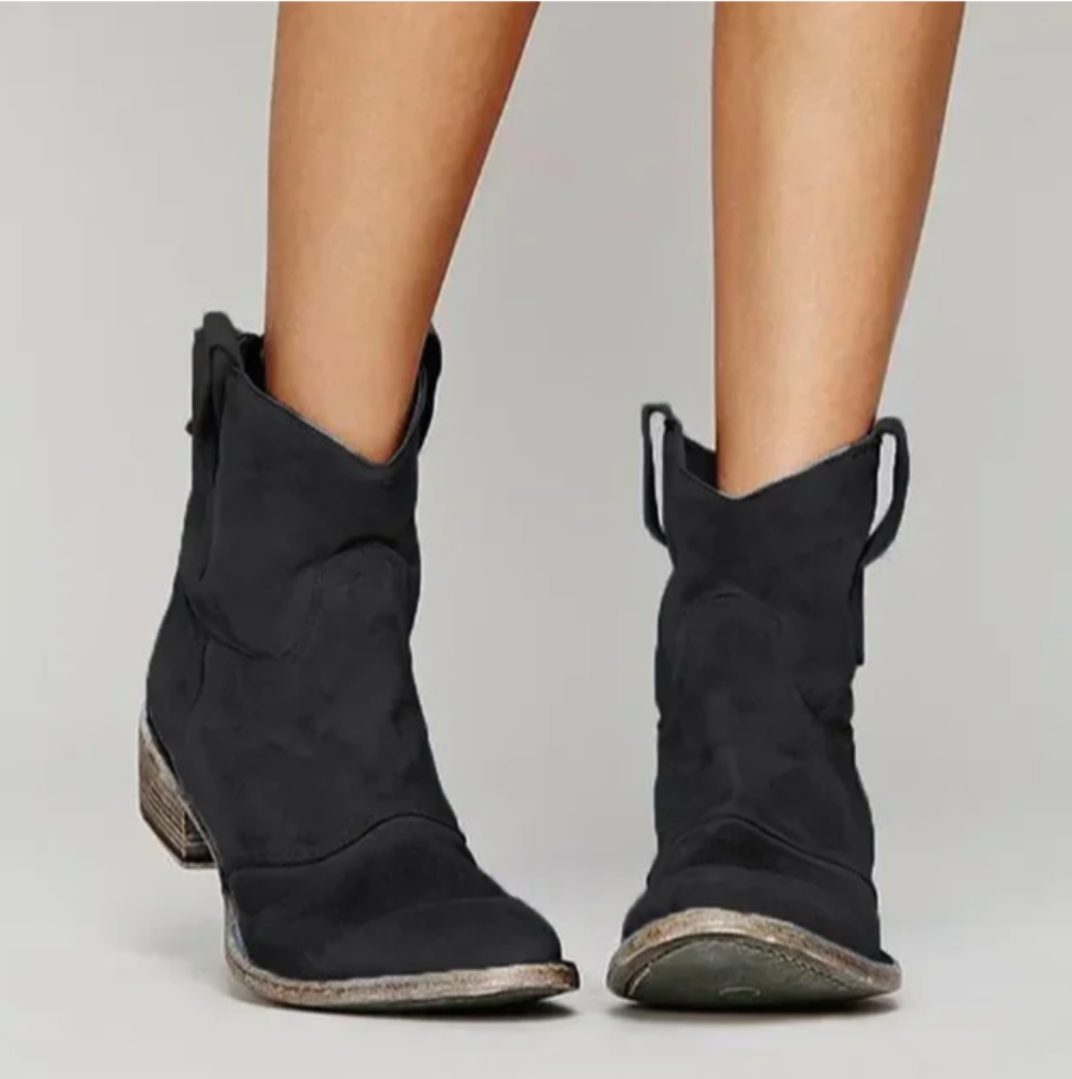 Western Ankle Boots With Low Heel