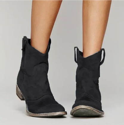 Western Ankle Boots With Low Heel