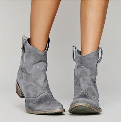 Western Ankle Boots With Low Heel