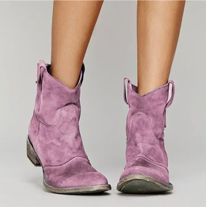 Western Ankle Boots With Low Heel