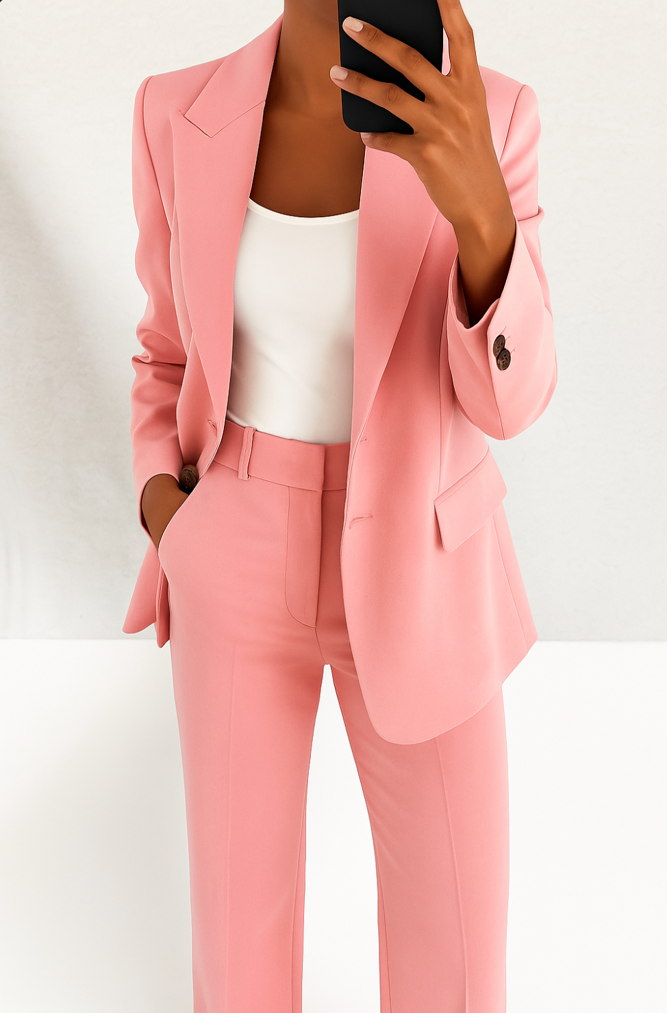 Women's Tailored Blazer and Wide Leg Trousers Two-Piece Set