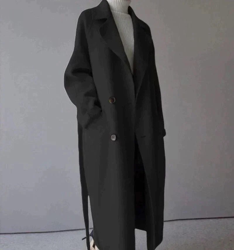 Women's Double Breasted Longline Wool Blend Coat