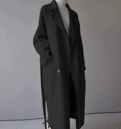 Women's Double Breasted Longline Wool Blend Coat