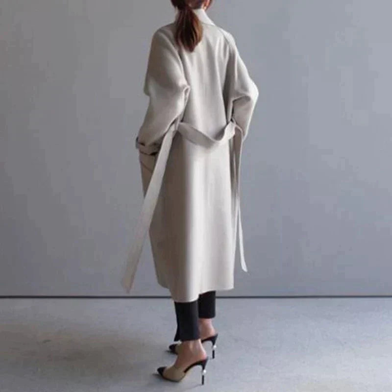 Women's Double Breasted Longline Wool Blend Coat