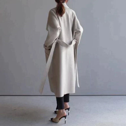 Women's Double Breasted Longline Wool Blend Coat