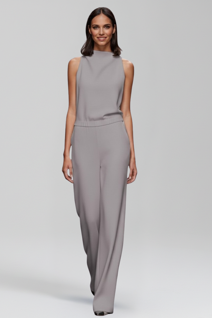 Sleeveless Wide Leg Jumpsuit with Straight Silhouette