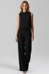 Sleeveless Wide Leg Jumpsuit with Round Neckline