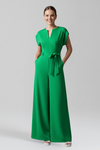 Wide Leg Jumpsuit with V Neckline and Side Pockets