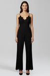 Sleeveless V Neck Jumpsuit with Lace Surface Detailing