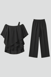 Women's Off-Shoulder Top and Wide-Leg Trousers Set
