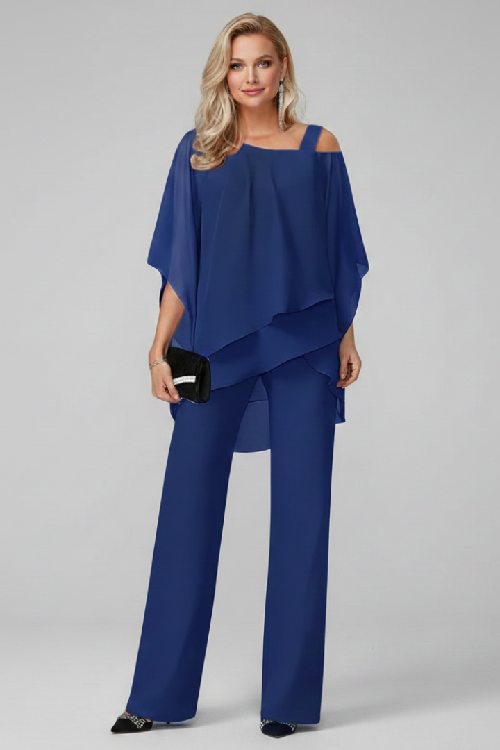 Women's Off-Shoulder Top and Wide-Leg Trousers Set