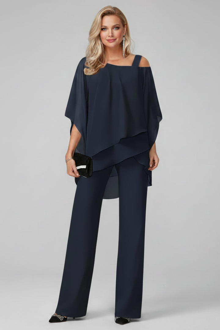 Women's Off-Shoulder Top and Wide-Leg Trousers Set